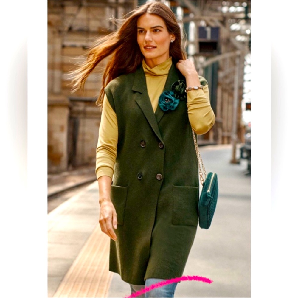J. Jill Olive Green Double-Breasted Women's Vest Size M